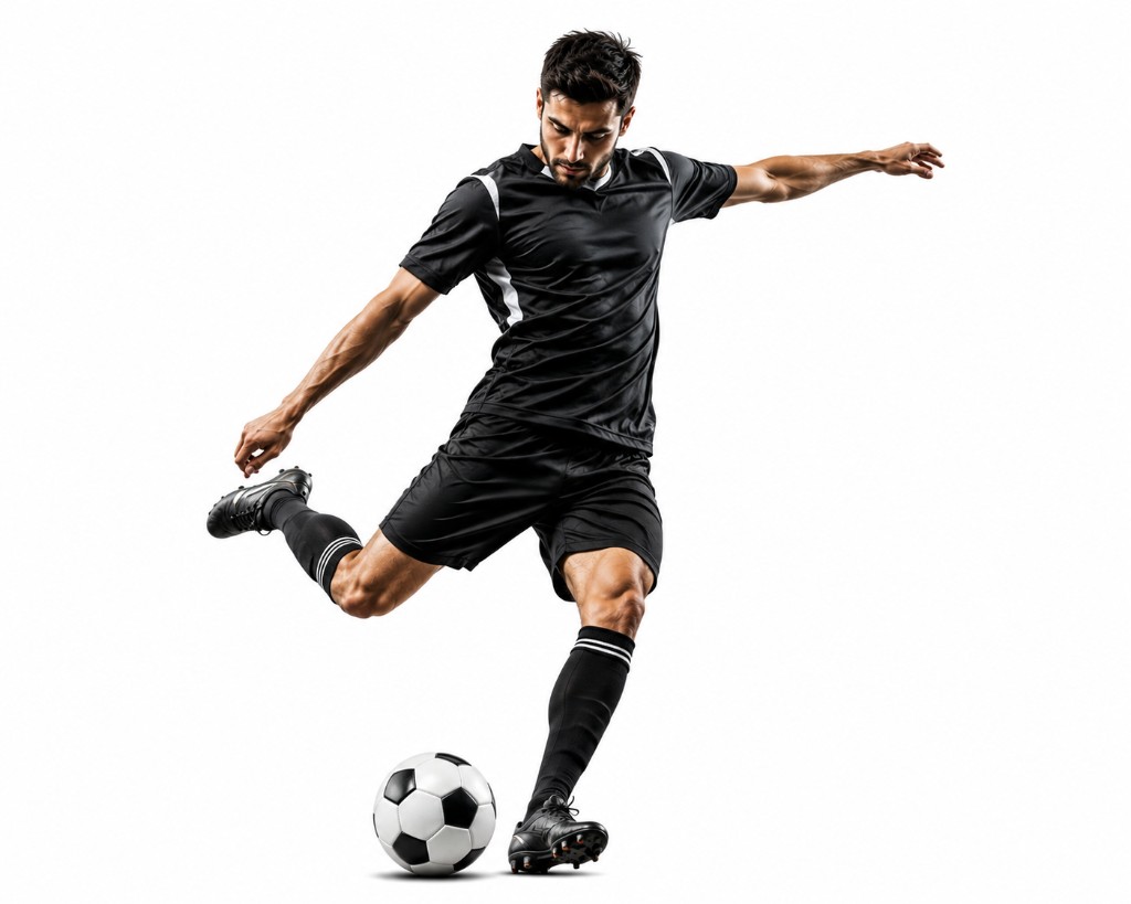Football player striking a ball